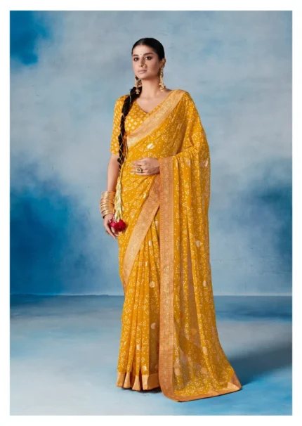 Georgette Beautiful Bandhani saree, Embroidered, Party Wear